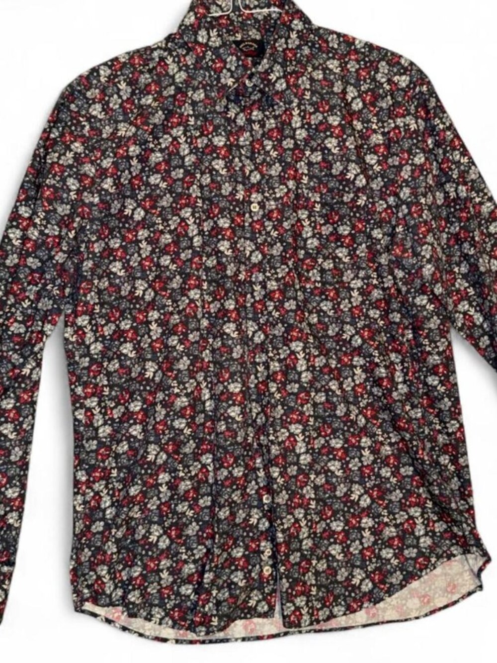 Paul & Shark red + black floral button-up shirt